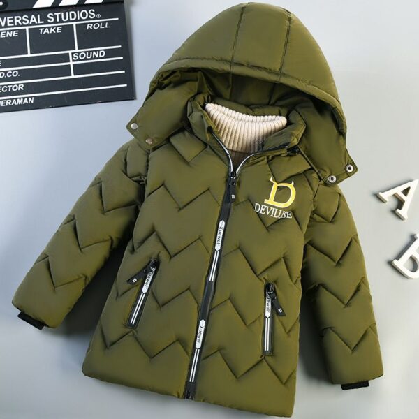 Cotton jacket 2023 new boys' winter clothing children's down cotton jacket thickened cotton jacket Handsome children's jacket medium length - Image 4