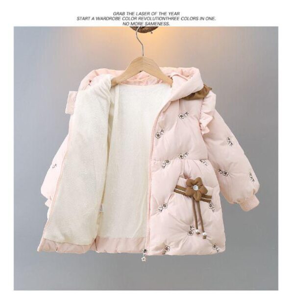 New style girls' cotton clothes children's plush jacket thickened baby medium and long children's jacket - Image 5