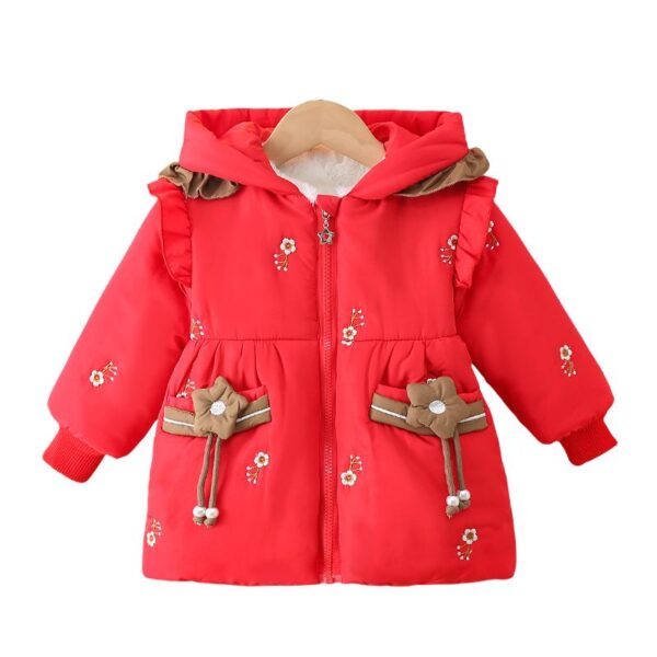 New style girls' cotton clothes children's plush jacket thickened baby medium and long children's jacket - Image 3