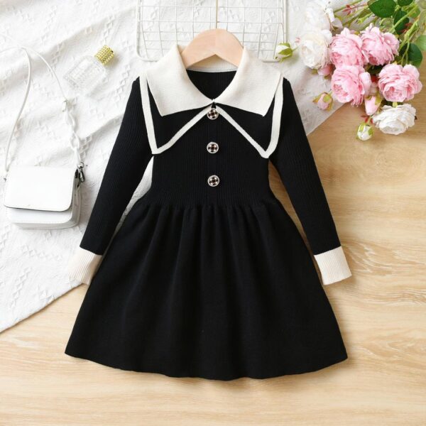 Girls' knitted dress autumn and winter 2024 new style baby girl winter children's clothing autumn princess skirt - Image 2