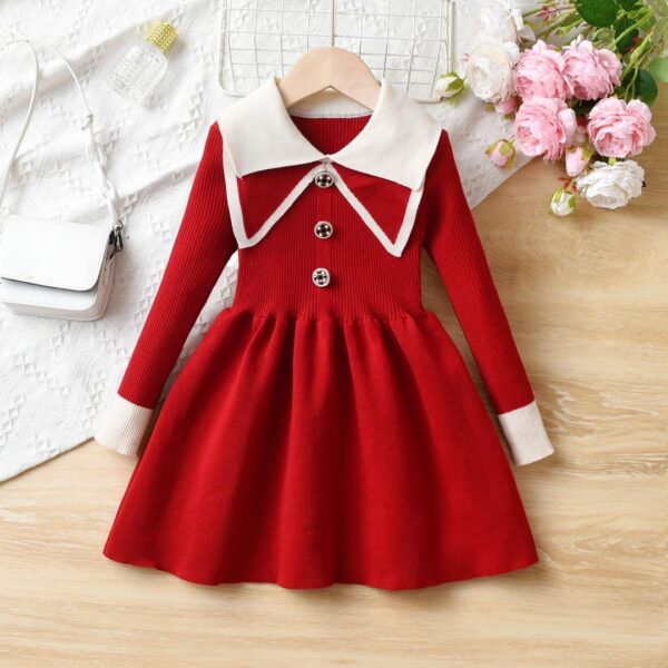 Girls' knitted dress autumn and winter 2024 new style baby girl winter children's clothing autumn princess skirt