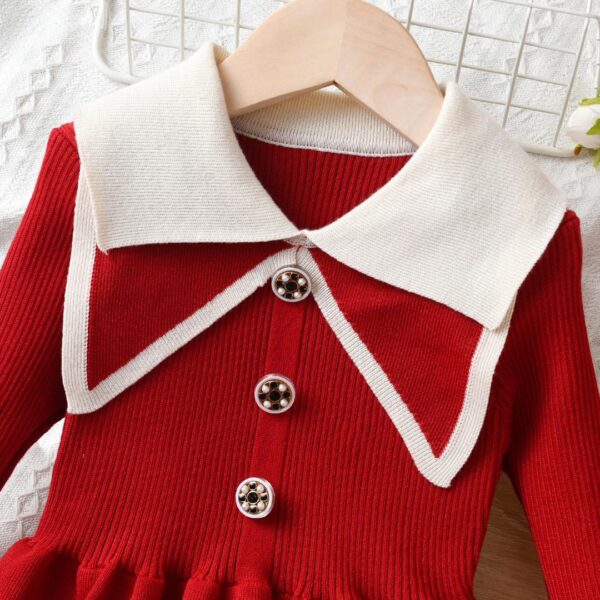 Girls' knitted dress autumn and winter 2024 new style baby girl winter children's clothing autumn princess skirt - Image 3