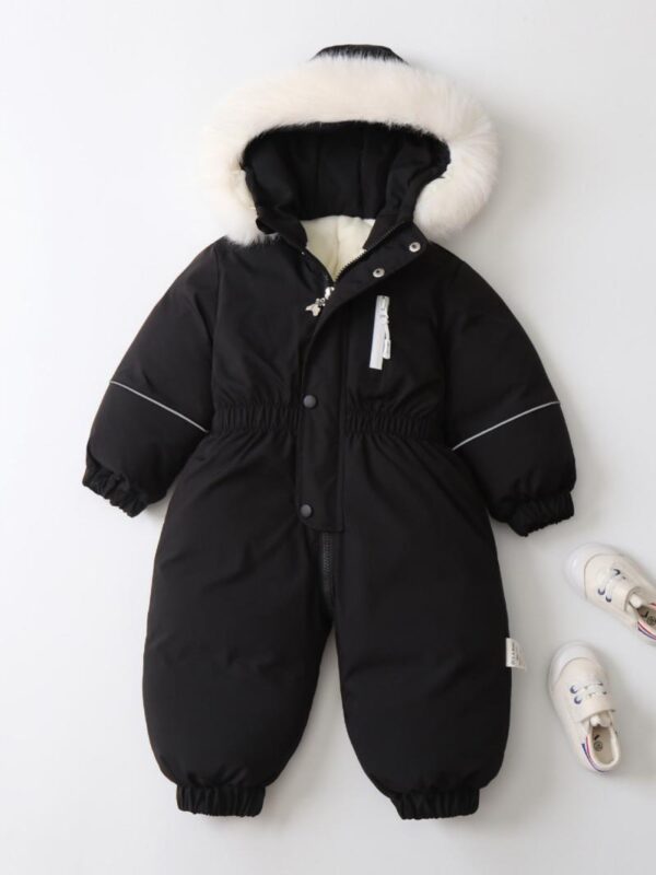 Warm and thickened boy baby ski suit jumpsuit baby girl crawling suit 2024 winter new children's jumpsuit