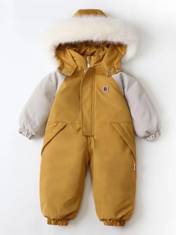 Baby jumpsuit, ski suit, infant and children's jumpsuit, plush thin climbing suit, 2024 winter outing suit, windproof - Image 4