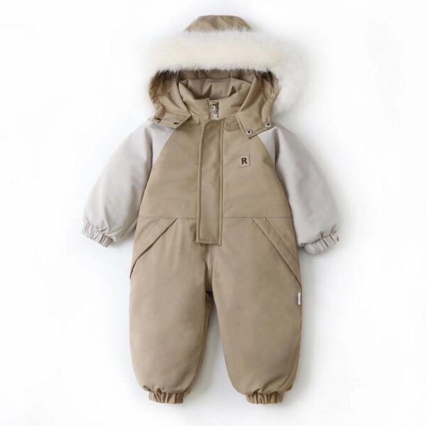 Baby jumpsuit, ski suit, infant and children's jumpsuit, plush thin climbing suit, 2024 winter outing suit, windproof - Image 3