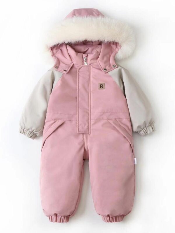 Baby jumpsuit, ski suit, infant and children's jumpsuit, plush thin climbing suit, 2024 winter outing suit, windproof