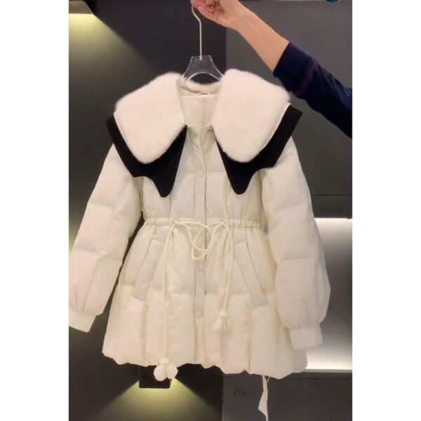 High-end small fragrance style down cotton jacket women 2024 winter new Korean version loose double-layer doll collar cotton jacket