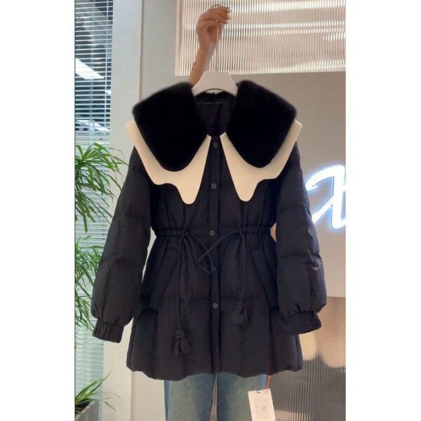 High-end small fragrance style down cotton jacket women 2024 winter new Korean version loose double-layer doll collar cotton jacket - Image 3