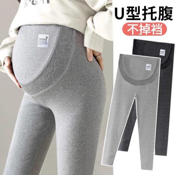 Maternity leggings autumn and winter outerwear trousers winter thickened large size maternity trousers belly support winter clothing plush maternity clothing