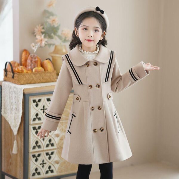 Girls' tweed coat 2023 new fashion Korean version high-end windbreaker middle and large girls' winter clothing western style tweed coat