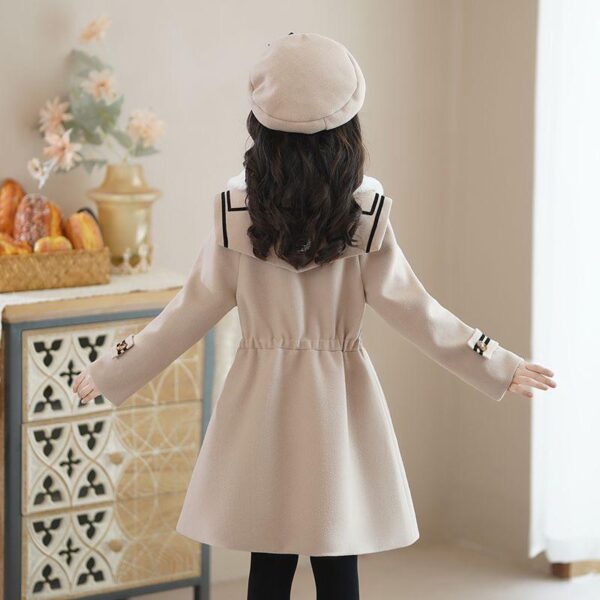 Girls' tweed coat 2023 new fashion Korean version high-end windbreaker middle and large girls' winter clothing western style tweed coat - Image 2