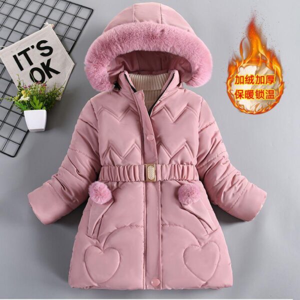 Girls' cotton clothes, children's girls' plush thickened winter Korean version coat, little girl's Internet celebrity thickened outerwear cotton jacket - Image 5