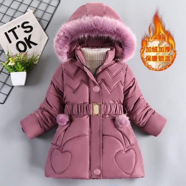 Girls' cotton clothes, children's girls' plush thickened winter Korean version coat, little girl's Internet celebrity thickened outerwear cotton jacket - Image 6