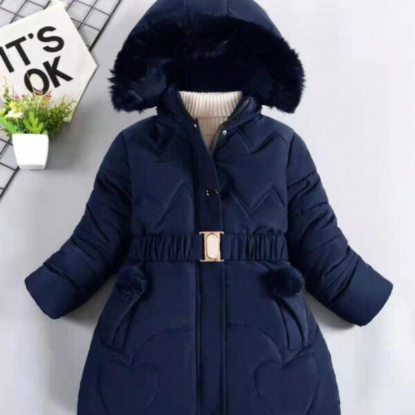 Girls' cotton clothes, children's girls' plush thickened winter Korean version coat, little girl's Internet celebrity thickened outerwear cotton jacket - Image 4