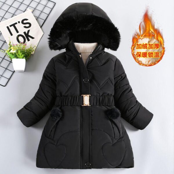 Girls' cotton clothes, children's girls' plush thickened winter Korean version coat, little girl's Internet celebrity thickened outerwear cotton jacket - Image 3