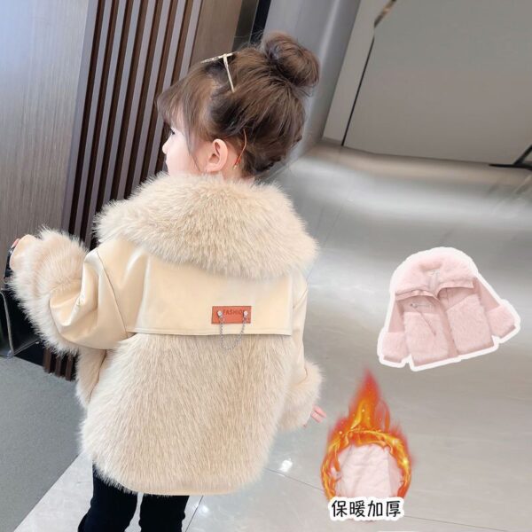 Girls' fur winter jacket 2024 children's short fur cotton jacket thickened baby girl Korean version cotton wool sweater - Image 2