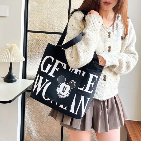 2024 large-capacity canvas bag female cartoon new versatile tote bag one-shoulder portable commuter tote student bag - Image 5