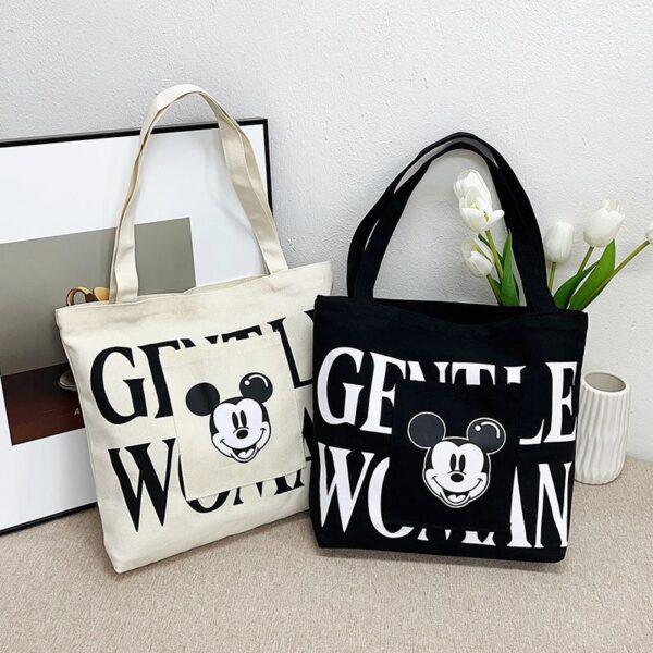 2024 large-capacity canvas bag female cartoon new versatile tote bag one-shoulder portable commuter tote student bag