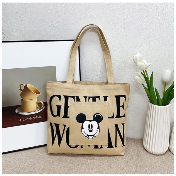 2024 large-capacity canvas bag female cartoon new versatile tote bag one-shoulder portable commuter tote student bag - Image 4