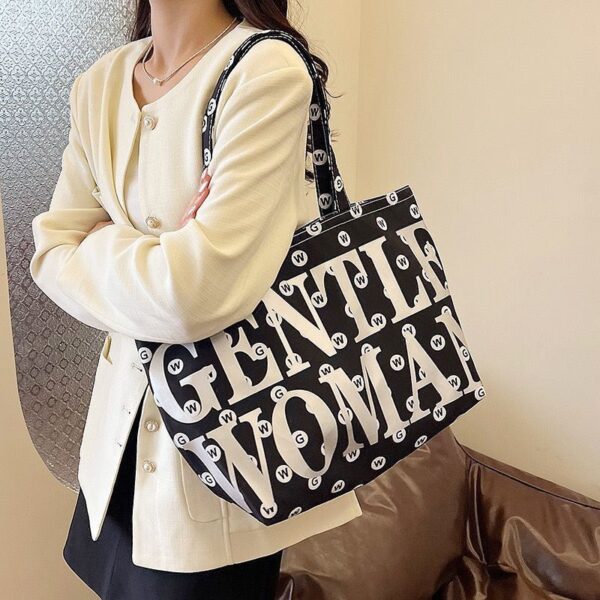 Letter tote bag women's large-capacity bag 2024 new commuter shoulder bag shopping bag go-out cross-body bag - Image 3