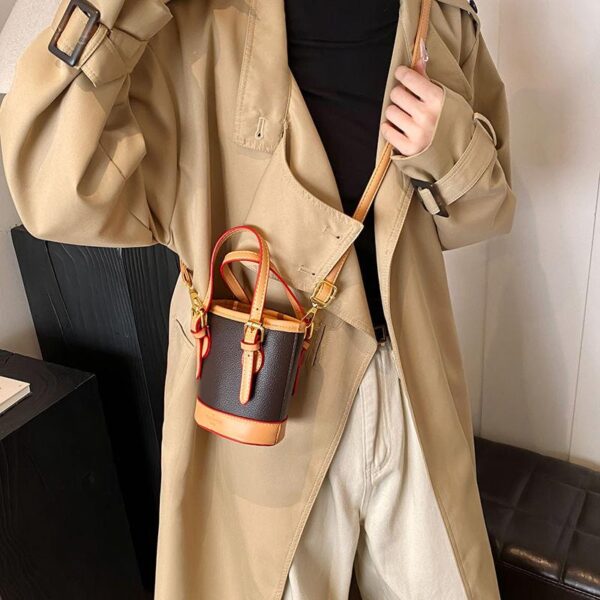 High-end colour-match bucket bag 2024 autumn and winter new versatile fashion hand-held one-shoulder Commuter cross-body bag - Image 3