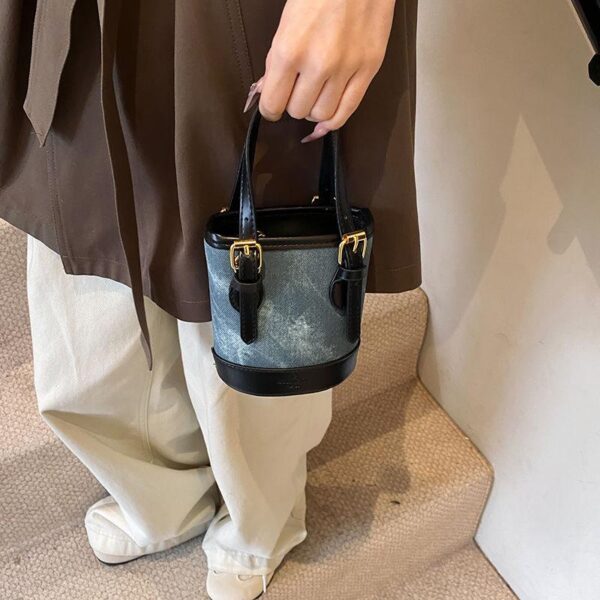 High-end colour-match bucket bag 2024 autumn and winter new versatile fashion hand-held one-shoulder Commuter cross-body bag - Image 4