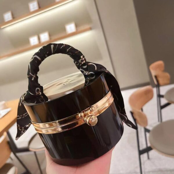 2024 new women's bag fashion candy colour acrylic hand-held silk scarf buckle dinner bag box bag - Image 2