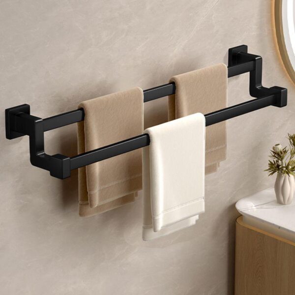 Towel rack, hole-free, bathroom hand towel, bath towel hanger, toilet, bathroom shelf, wall-mounted single-rod towel rod