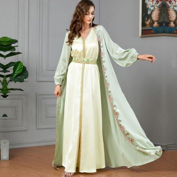 Foreign trade new long skirt women's fashion elegant two-piece long-sleeved dress loose robe