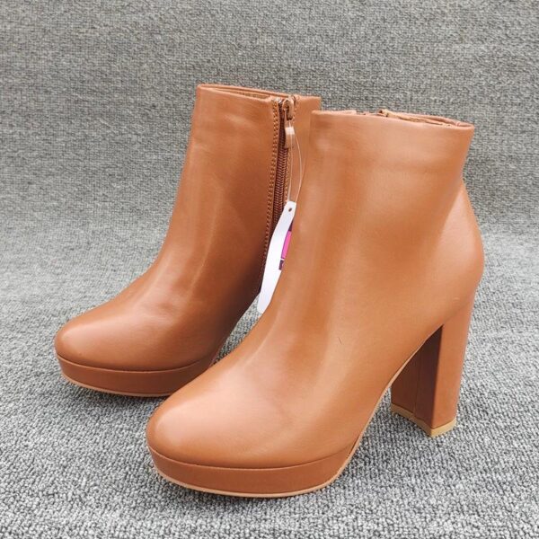 Export European and American single ~ solid colour round toe waterproof platform thick heel side zipper high-heeled boots Sexy and hating women's boots