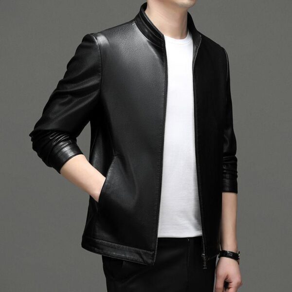 Haining men's leather jacket men's spring and autumn short jacket business casual soft leather jacket middle-aged and young jacket