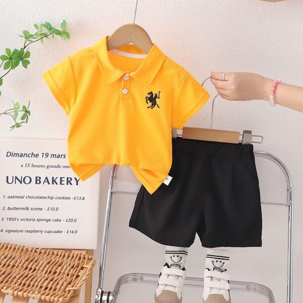 Boys' set polo shirt flip 1 set 3 t-shirt men's new 5 two-piece set baby foreign style