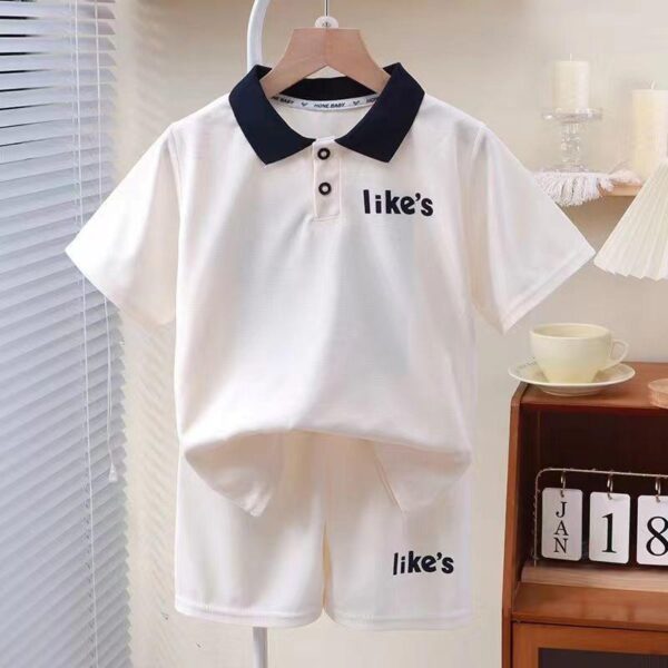 Summer children's POLO new waffle short-sleeved set Korean version two-piece set - Image 4