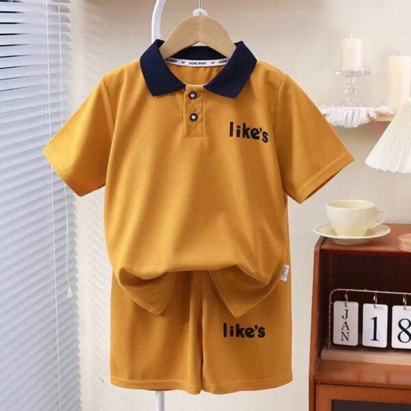 Summer children's POLO new waffle short-sleeved set Korean version two-piece set