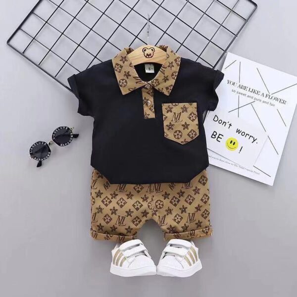 LF-Summer Children's Fashion Men's Flower Shorts Infant Baby Children's Set Casual Short Sleeve POLO Boys in shirts