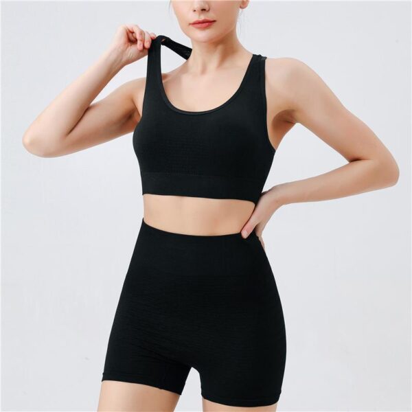 Solid colour sports fat burning yoga fitness abdominal vest women's running sports top hip lifting sports high-waisted tights - Image 3