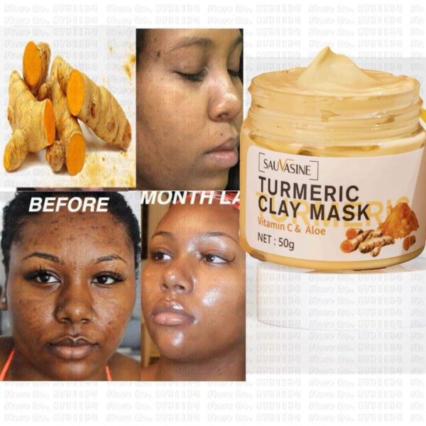 Turmeric Clay Mask Cleansing Acne Exfoliating Pore Purifying - Image 3