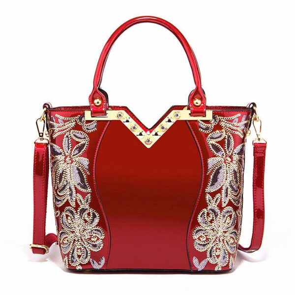 Women's bag 2024 new temperament women's bag European and American patent leather handbag shoulder bag leather texture wedding mother bag - Image 5