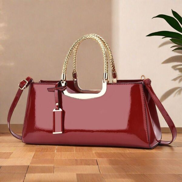 Simple and fashionable patent leather shiny red women's bag bridal wedding cross-body bag handbag women's new dinner bag - Image 3