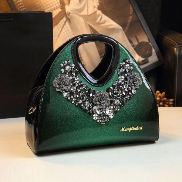 Fashion diamond-encrusted high-end dumpling bag leather handbag 2024 new middle-aged temperament mother bag versatile cross-body bag - Image 4