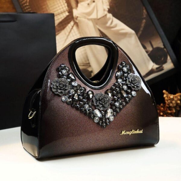 Fashion diamond-encrusted high-end dumpling bag leather handbag 2024 new middle-aged temperament mother bag versatile cross-body bag