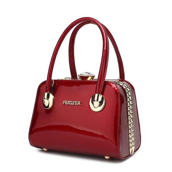 FEIGEER European and American fashion handbag patent leather women's bag casual trendy temperament shiny women's bag - Image 2