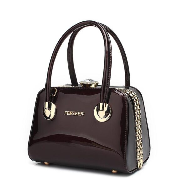 FEIGEER European and American fashion handbag patent leather women's bag casual trendy temperament shiny women's bag - Image 4