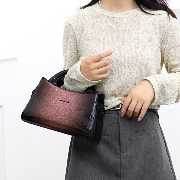 Fashionable high-end patent leather high-quality bag women's 2023 new versatile casual Korean temperament hand-held cross-body small square bag - Image 4