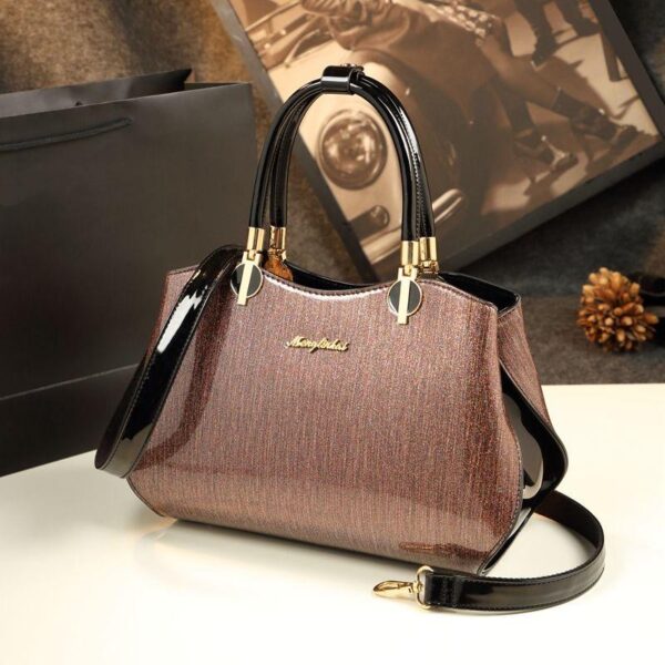 Bag women's 2024 new fashion handbag patent leather personalised women's bag armpit bag genuine leather texture cross-body bag - Image 2