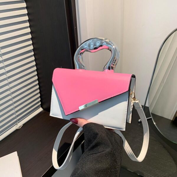 Fashion texture colour block new 2024 colour contrast spring casual simple cross-body metal hand-held small square bag female