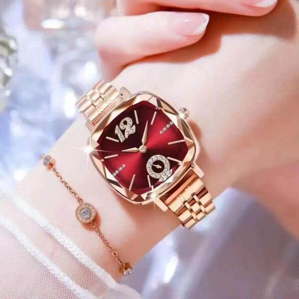 Light luxury diamond-shaped exquisite retro goddess fashion women's wrist watch-8075