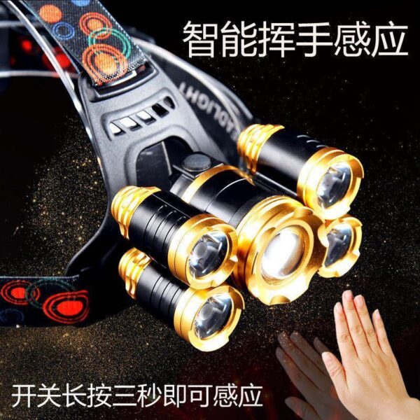 Strong light induction headlamp head-mounted ultra-bright LED zoom charging ultra-long standby night Fishing night search maintenance worker 5