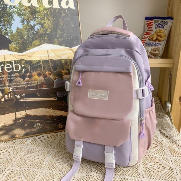 Schoolbag campus style Internet celebrity girl junior high school student high school large capacity backpack small fresh student colour contrast backpack - Image 2