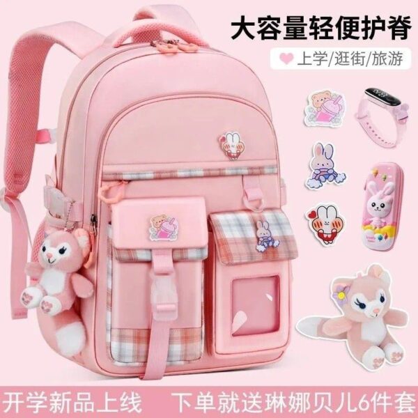 Capibala primary school student schoolbag female one, two, three to six grades, load-reducing back protection lightweight children's backpack female